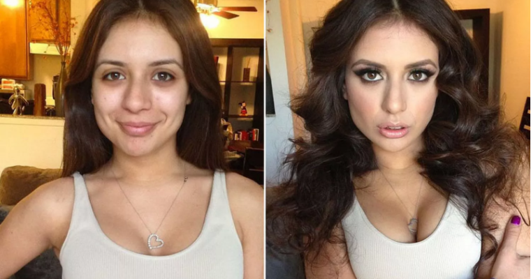 Makeup dramatically alters the appearance of adult film actors